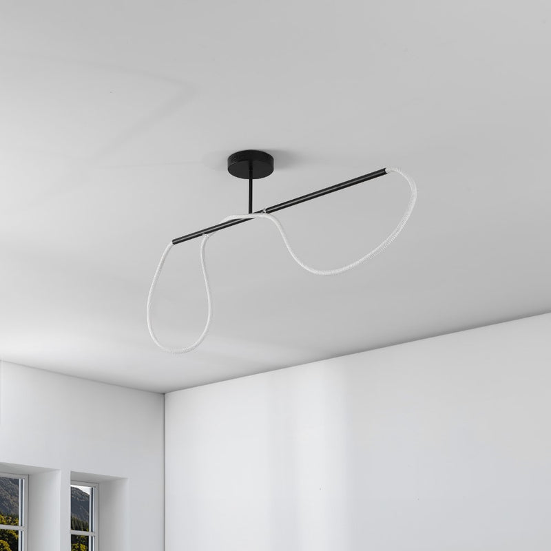 Alessio Contemporary Minimalist 360 Adjustable Silicone Neon Rope Dimmable Linear Integrated LED Flush Mount