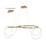 Lisette 59" Contemporary Minimalist 360 Adjustable Silicone Rope/Metal Dimmable Integrated LED Chandelier Brass Gold – OFF