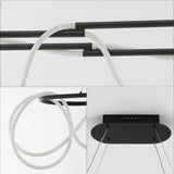 Lisette 59" Contemporary Minimalist 360 Adjustable Silicone Rope/Metal Dimmable Integrated LED Chandelier - JONATHAN Y