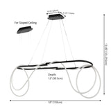 Lisette 59" Contemporary Minimalist 360 Adjustable Silicone Rope/Metal Dimmable Integrated LED Chandelier - JONATHAN Y