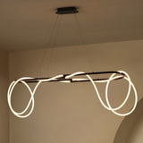 Lisette 59" Contemporary Minimalist 360 Adjustable Silicone Rope/Metal Dimmable Integrated LED Chandelier - JONATHAN Y