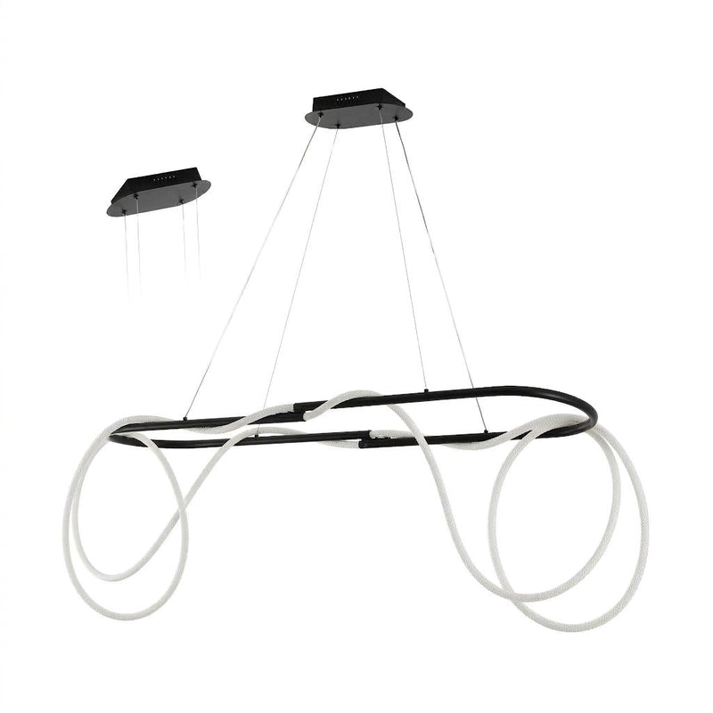 Lisette 59" Contemporary Minimalist 360 Adjustable Silicone Rope/Metal Dimmable Integrated LED Chandelier Black – OFF