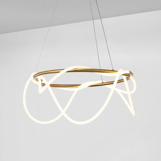 Lisette 25" Contemporary Minimalist 360 Adjustable Silicone Neon Rope Dimmable Integrated LED Chandelier - JONATHAN Y