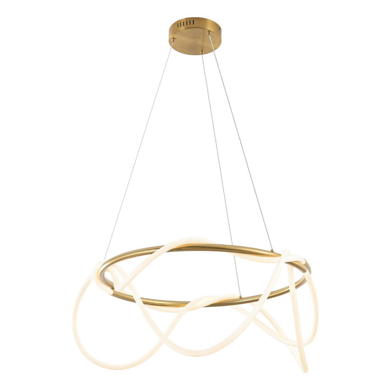 Lisette 25" Contemporary Minimalist 360 Adjustable Silicone Neon Rope Dimmable Integrated LED Chandelier - JONATHAN Y