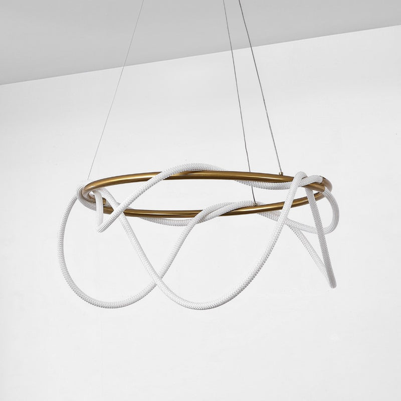 Lisette 25" Contemporary Minimalist 360 Adjustable Silicone Neon Rope Dimmable Integrated LED Chandelier - JONATHAN Y