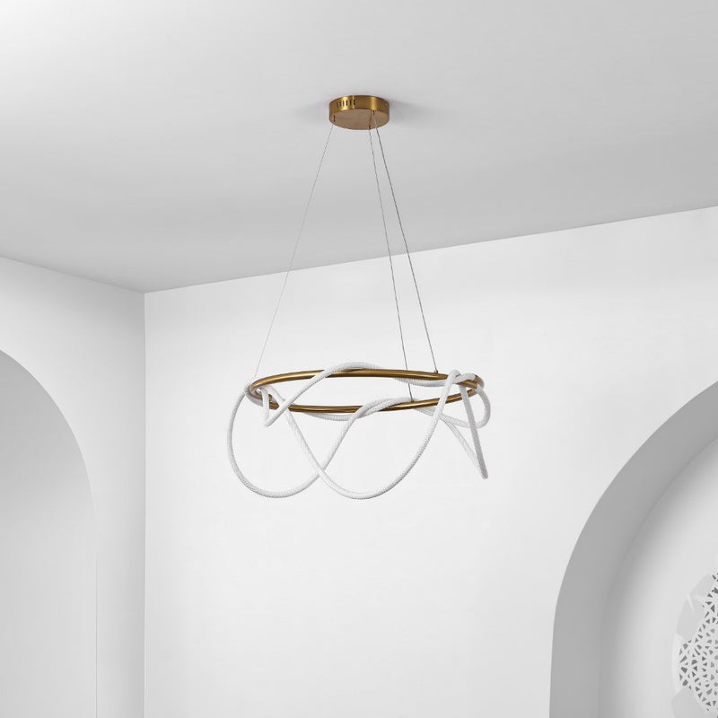 Lisette 25" Contemporary Minimalist 360 Adjustable Silicone Neon Rope Dimmable Integrated LED Chandelier - JONATHAN Y
