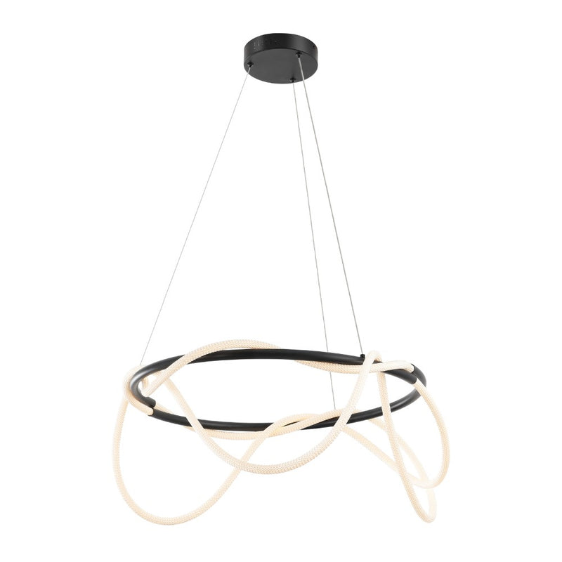 Lisette 25" Contemporary Minimalist 360 Adjustable Silicone Neon Rope Dimmable Integrated LED Chandelier - JONATHAN Y