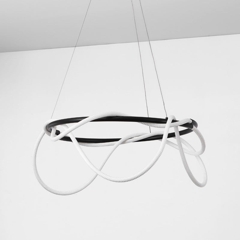 Lisette 25" Contemporary Minimalist 360 Adjustable Silicone Neon Rope Dimmable Integrated LED Chandelier - JONATHAN Y