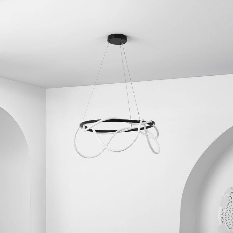 Lisette 25" Contemporary Minimalist 360 Adjustable Silicone Neon Rope Dimmable Integrated LED Chandelier - JONATHAN Y