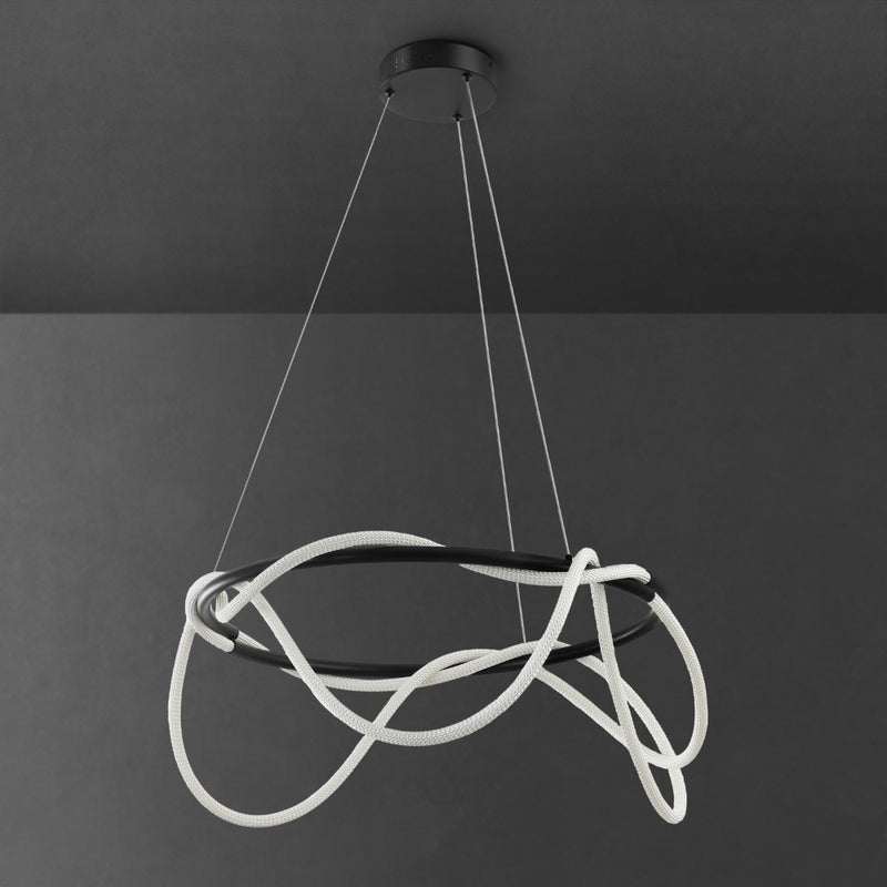Lisette 25" Contemporary Minimalist 360 Adjustable Silicone Neon Rope Dimmable Integrated LED Chandelier - JONATHAN Y