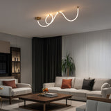 Serafina Contemporary Minimalist 360 Adjustable Silicone Neon Rope Dimmable Linear Integrated LED Flush Mount - JONATHAN Y