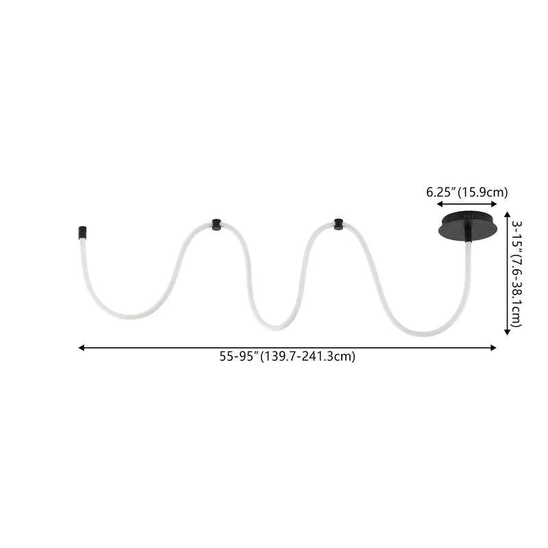 Serafina Contemporary Minimalist 360 Adjustable Silicone Neon Rope Dimmable Linear Integrated LED Flush Mount - JONATHAN Y