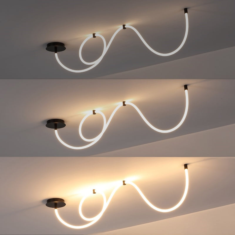 Serafina Contemporary Minimalist 360 Adjustable Silicone Neon Rope Dimmable Linear Integrated LED Flush Mount - JONATHAN Y
