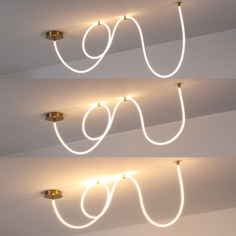 Serafina Contemporary Minimalist 360 Adjustable Silicone Neon Rope Dimmable Linear Integrated LED Flush Mount - JONATHAN Y