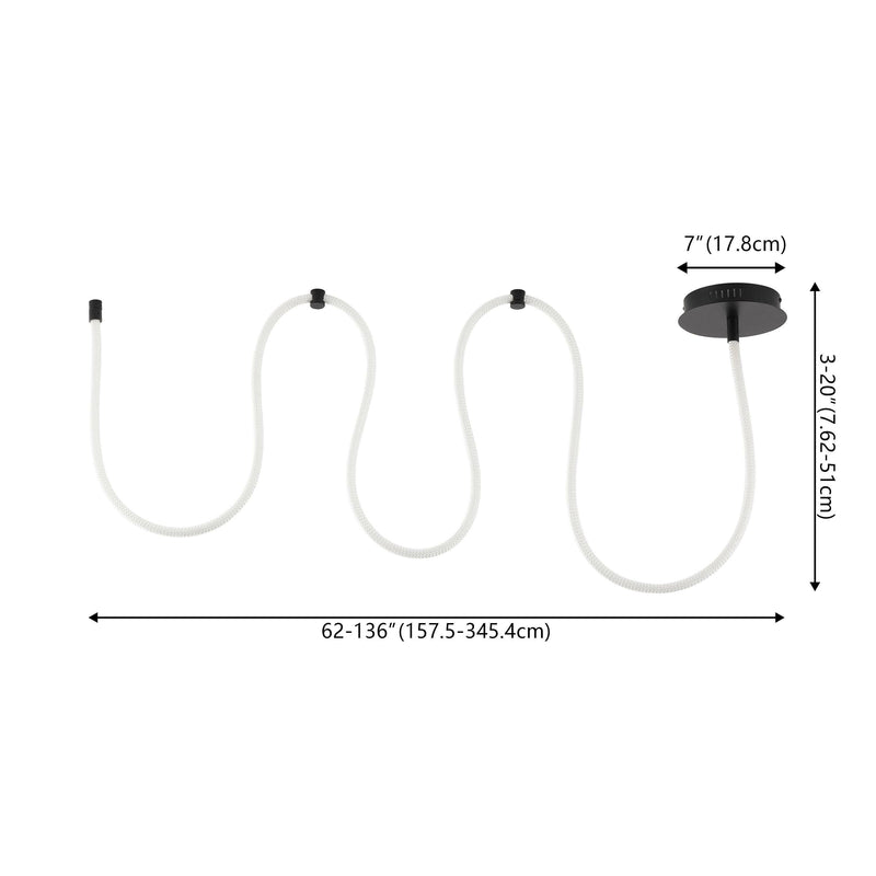 Serafina Contemporary Minimalist 360 Adjustable Silicone Neon Rope Dimmable Linear Integrated LED Flush Mount - JONATHAN Y