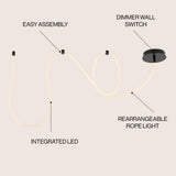 Serafina Contemporary Minimalist 360 Adjustable Silicone Neon Rope Dimmable Linear Integrated LED Flush Mount