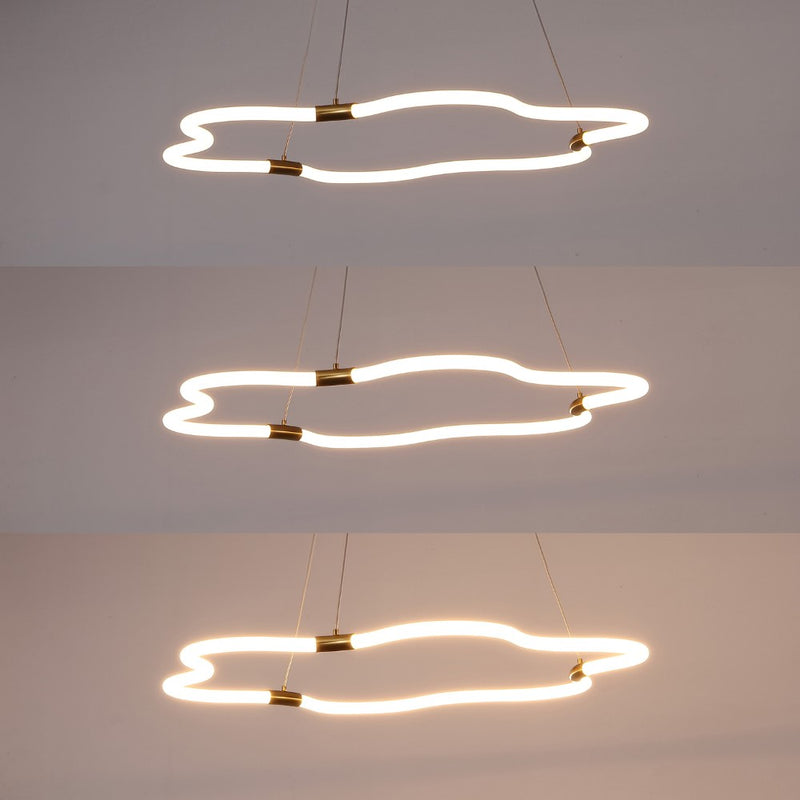 Nuvola 31.5" Contemporary Minimalist Metal/Acrylic Adjustable Dimmable Cloud Integrated LED Chandelier - JONATHAN Y