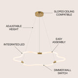 Nuvola 31.5" Contemporary Minimalist Metal/Acrylic Adjustable Dimmable Cloud Integrated LED Chandelier - JONATHAN Y