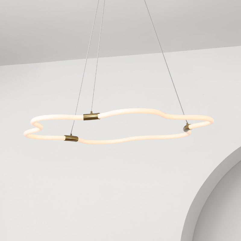 Nuvola 31.5" Contemporary Minimalist Metal/Acrylic Adjustable Dimmable Cloud Integrated LED Chandelier - JONATHAN Y