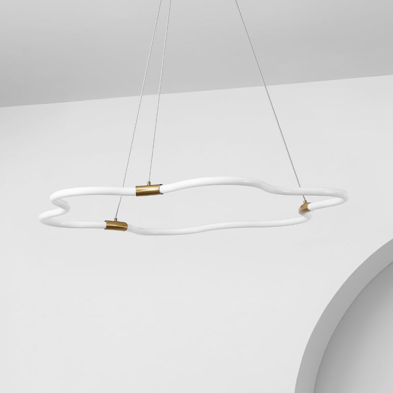 Nuvola 31.5" Contemporary Minimalist Metal/Acrylic Adjustable Dimmable Cloud Integrated LED Chandelier - JONATHAN Y