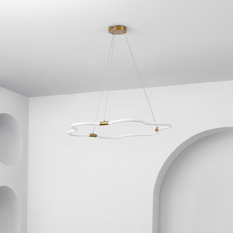 Nuvola 31.5" Contemporary Minimalist Metal/Acrylic Adjustable Dimmable Cloud Integrated LED Chandelier - JONATHAN Y