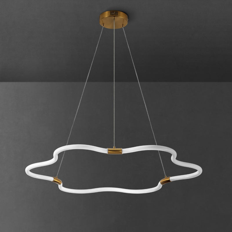Nuvola 31.5" Contemporary Minimalist Metal/Acrylic Adjustable Dimmable Cloud Integrated LED Chandelier - JONATHAN Y