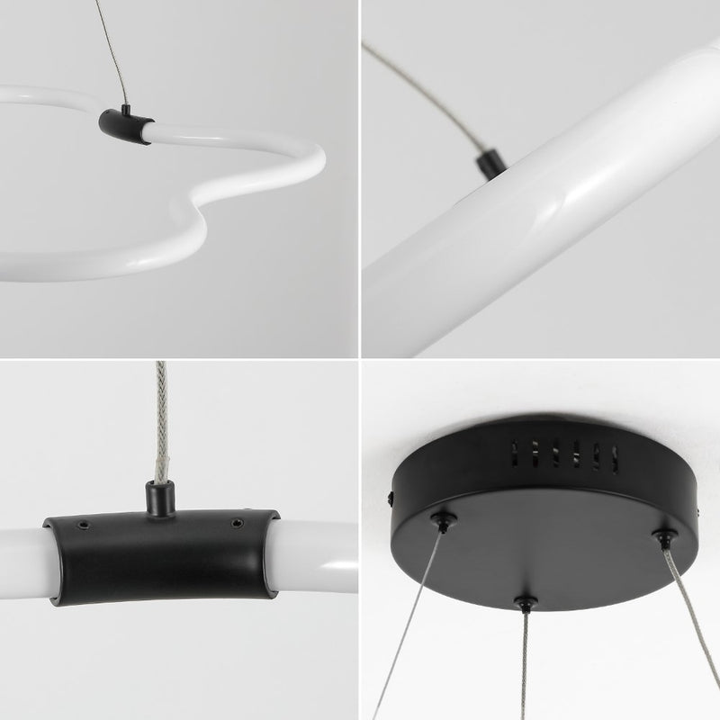 Nuvola 31.5" Contemporary Minimalist Metal/Acrylic Adjustable Dimmable Cloud Integrated LED Chandelier - JONATHAN Y
