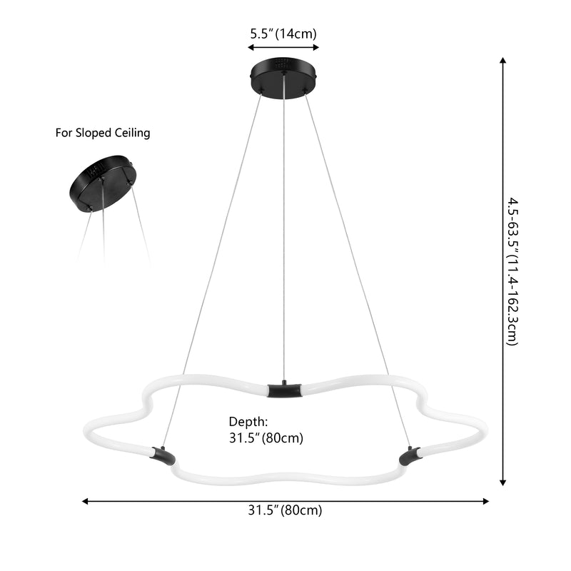 Nuvola 31.5" Contemporary Minimalist Metal/Acrylic Adjustable Dimmable Cloud Integrated LED Chandelier - JONATHAN Y
