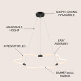Nuvola 31.5" Contemporary Minimalist Metal/Acrylic Adjustable Dimmable Cloud Integrated LED Chandelier - JONATHAN Y