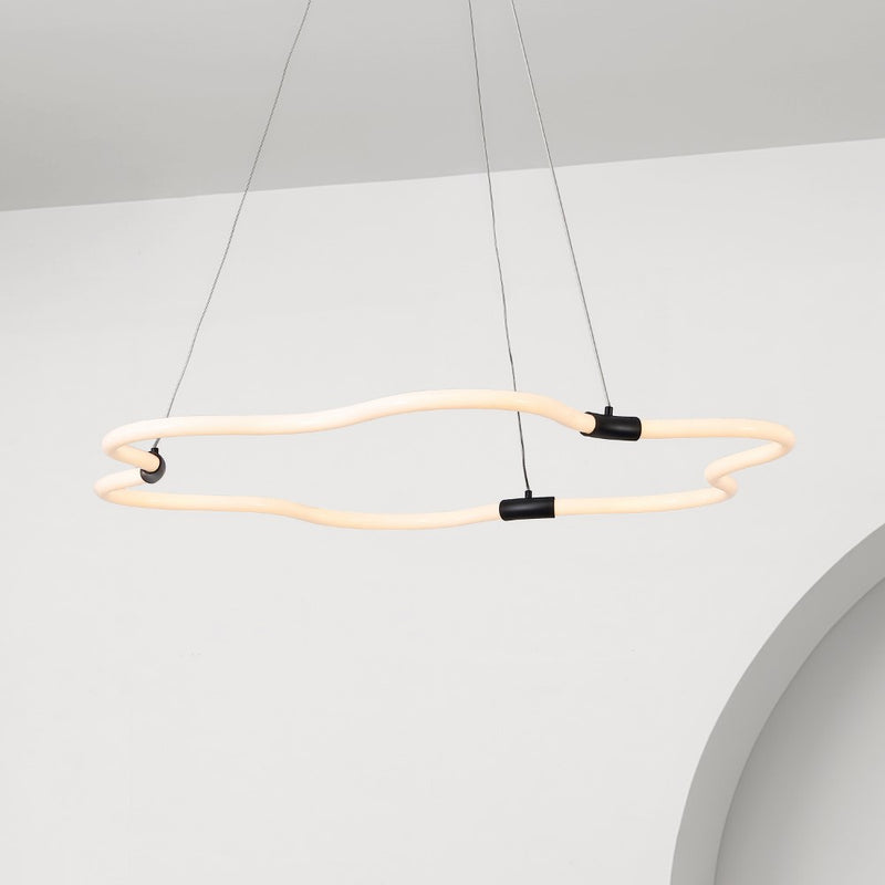 Nuvola 31.5" Contemporary Minimalist Metal/Acrylic Adjustable Dimmable Cloud Integrated LED Chandelier - JONATHAN Y