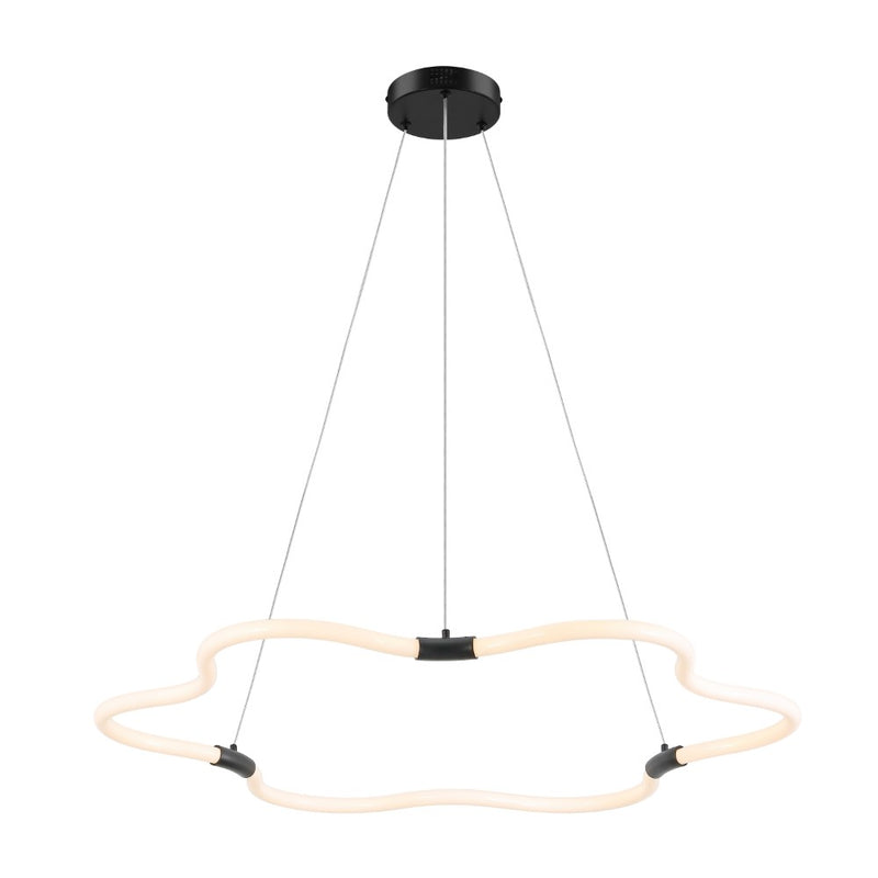 Nuvola 31.5" Contemporary Minimalist Metal/Acrylic Adjustable Dimmable Cloud Integrated LED Chandelier - JONATHAN Y