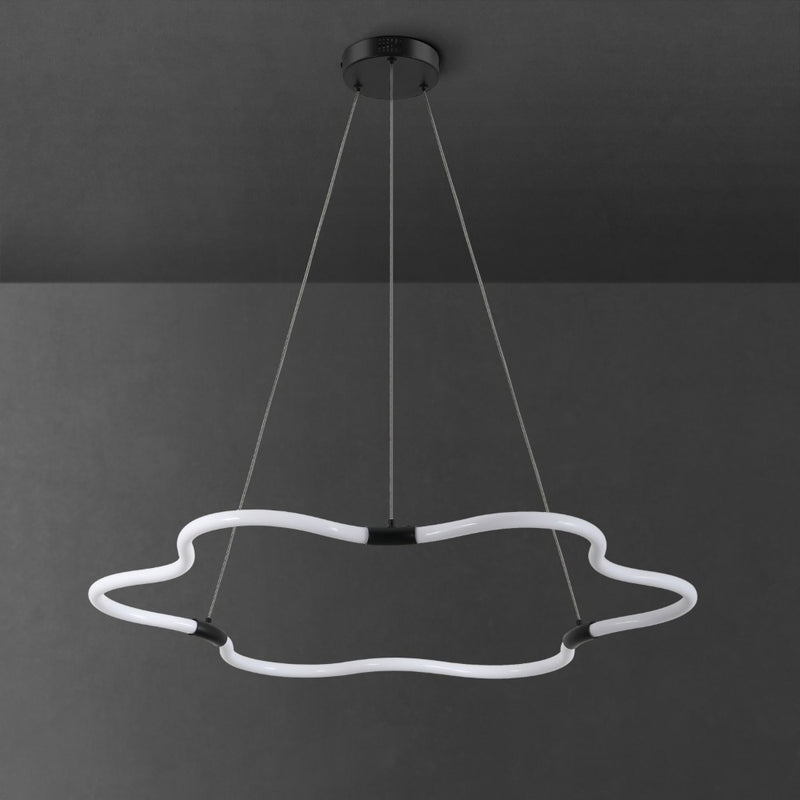Nuvola 31.5" Contemporary Minimalist Metal/Acrylic Adjustable Dimmable Cloud Integrated LED Chandelier - JONATHAN Y