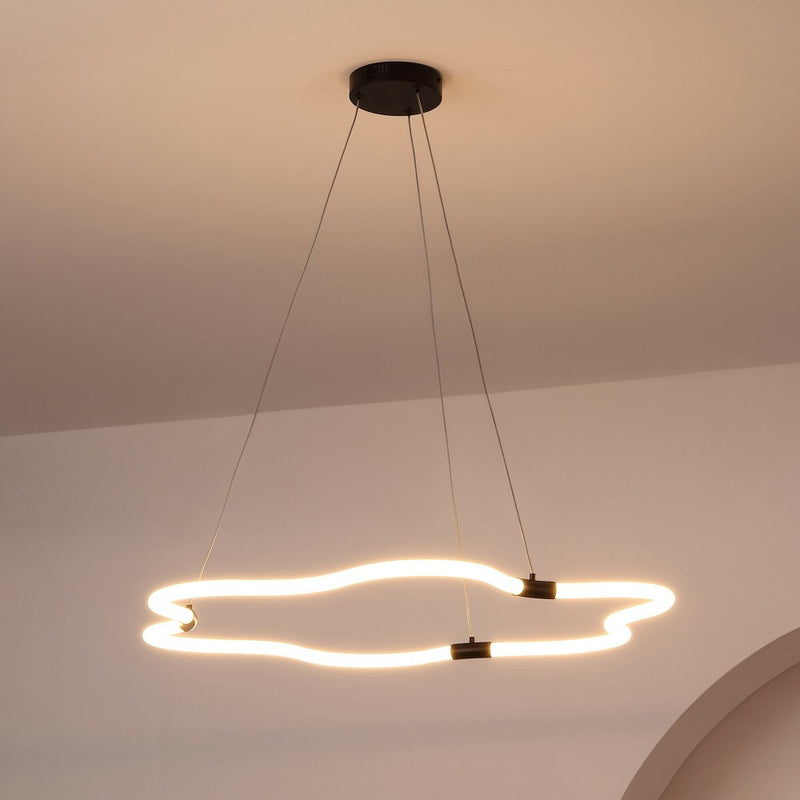 Nuvola 31.5" Contemporary Minimalist Metal/Acrylic Adjustable Dimmable Cloud Integrated LED Chandelier - JONATHAN Y