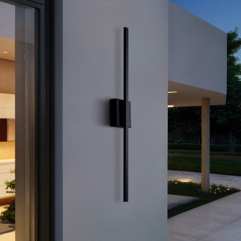 Vara 28" Modern Minimalist Indoor/Outdoor Metal 350-Degree Rotatable Dimmable Integrated LED Wall Sconce - JONATHAN Y