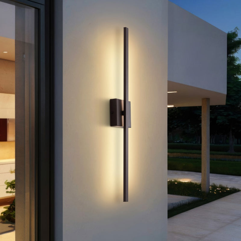 Vara 28" Modern Minimalist Indoor/Outdoor Metal 350-Degree Rotatable Dimmable Integrated LED Wall Sconce - JONATHAN Y