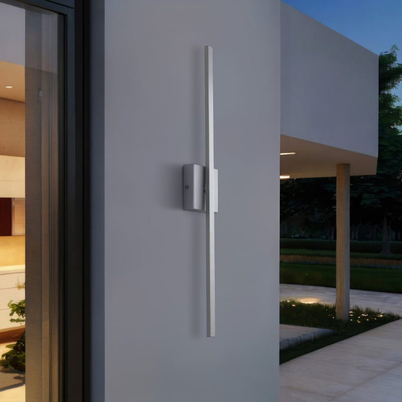 Vara 28" Modern Minimalist Indoor/Outdoor Metal 350-Degree Rotatable Dimmable Integrated LED Wall Sconce - JONATHAN Y