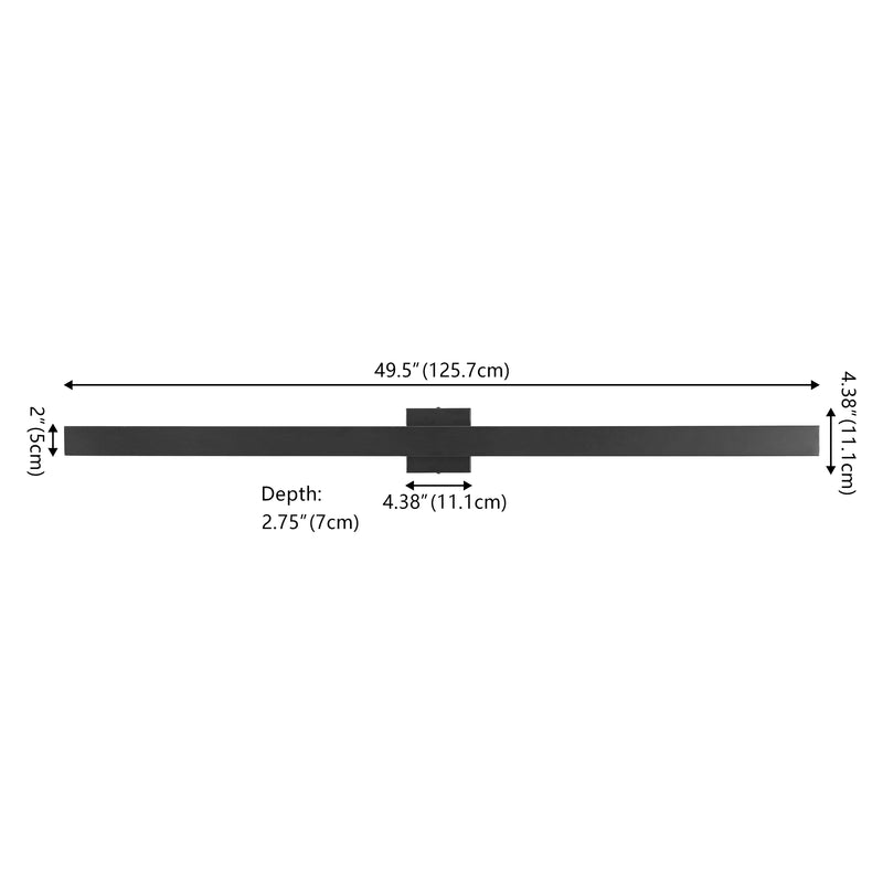 Vara 49.5" Modern Minimalist Indoor/Outdoor Metal 350-Degree Rotate Dimmable Integrated Linear LED Wall Sconce - JONATHAN Y