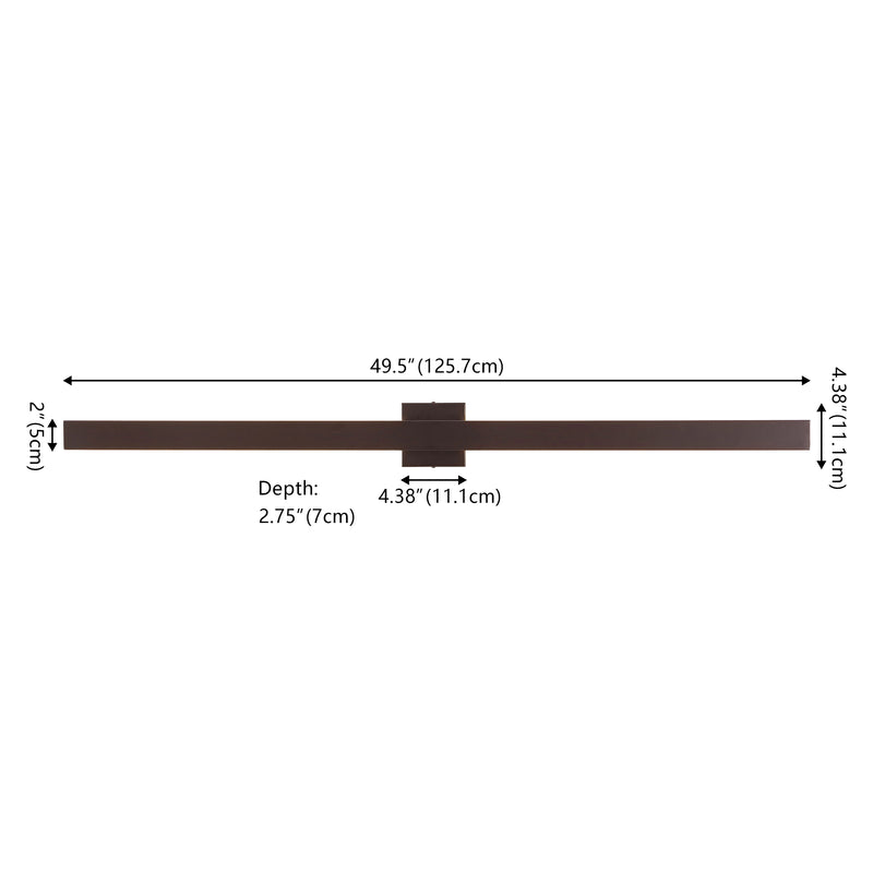 Vara 49.5" Modern Minimalist Indoor/Outdoor Metal 350-Degree Rotate Dimmable Integrated Linear LED Wall Sconce - JONATHAN Y