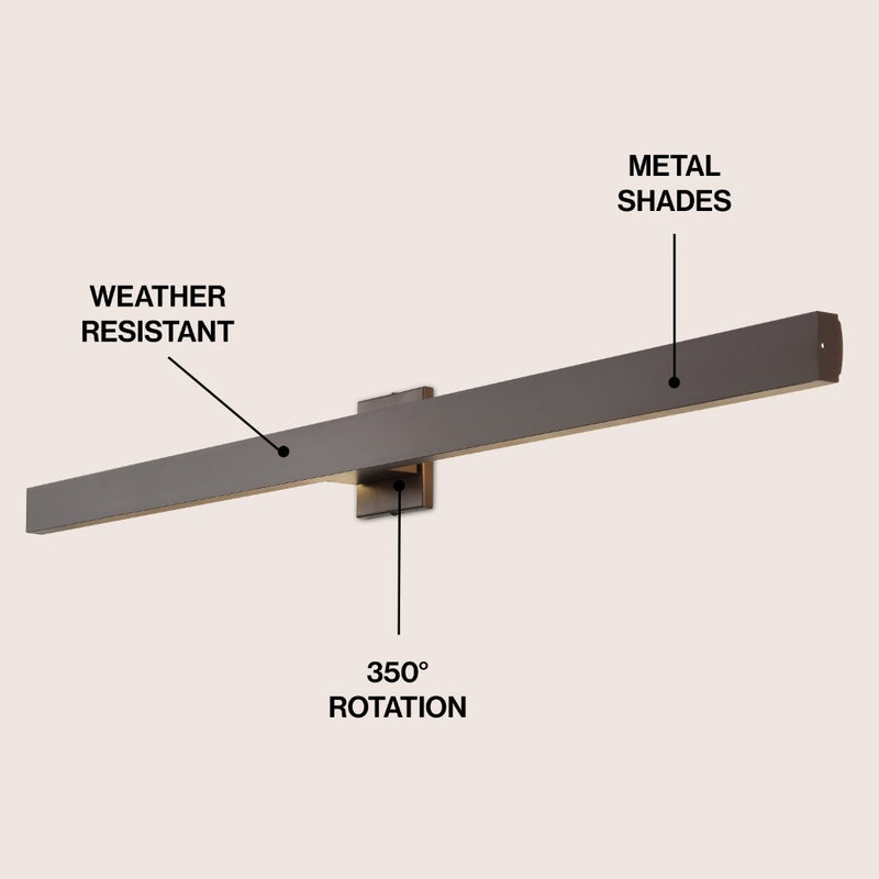 Vara 49.5" Modern Minimalist Indoor/Outdoor Metal 350-Degree Rotate Dimmable Integrated Linear LED Wall Sconce - JONATHAN Y