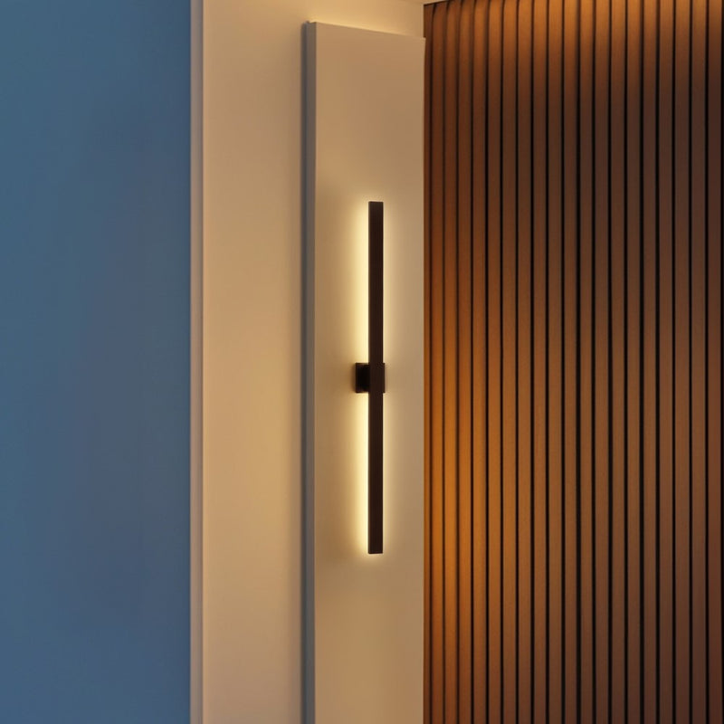 Vara 49.5" Modern Minimalist Indoor/Outdoor Metal 350-Degree Rotate Dimmable Integrated Linear LED Wall Sconce - JONATHAN Y