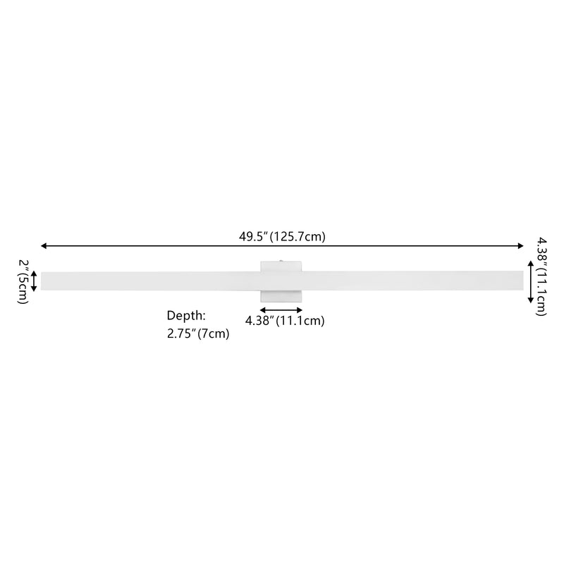 Vara 49.5" Modern Minimalist Indoor/Outdoor Metal 350-Degree Rotate Dimmable Integrated Linear LED Wall Sconce - JONATHAN Y