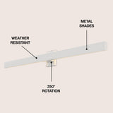 Vara 49.5" Modern Minimalist Indoor/Outdoor Metal 350-Degree Rotate Dimmable Integrated Linear LED Wall Sconce - JONATHAN Y