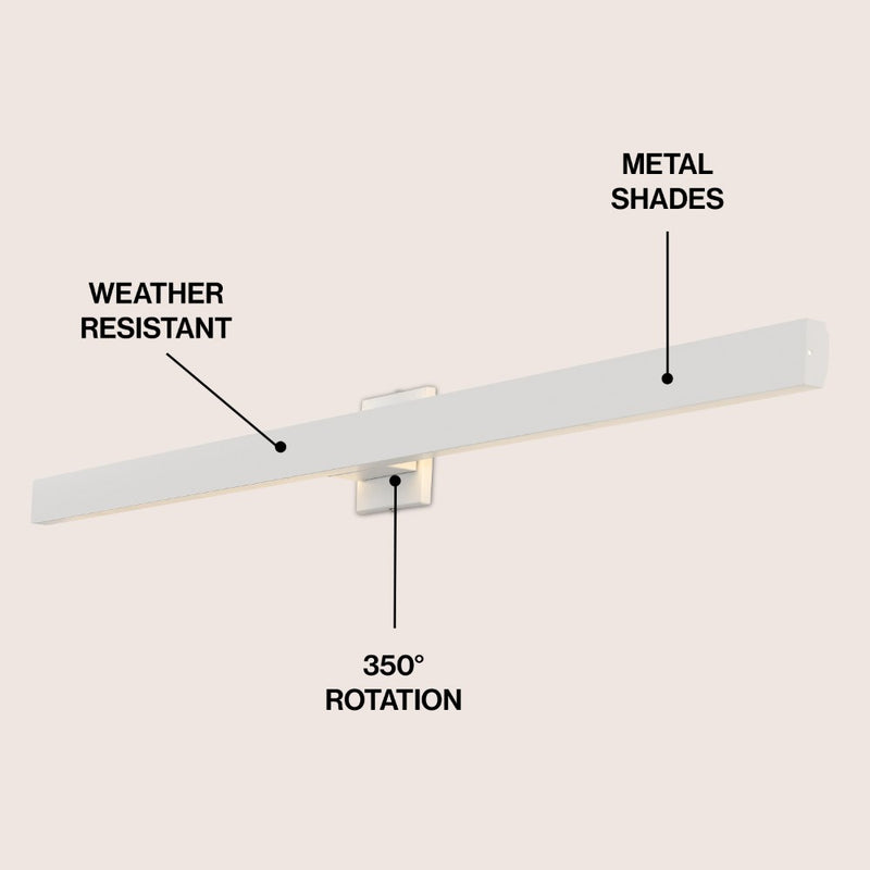 Vara 49.5" Modern Minimalist Indoor/Outdoor Metal 350-Degree Rotate Dimmable Integrated Linear LED Wall Sconce - JONATHAN Y