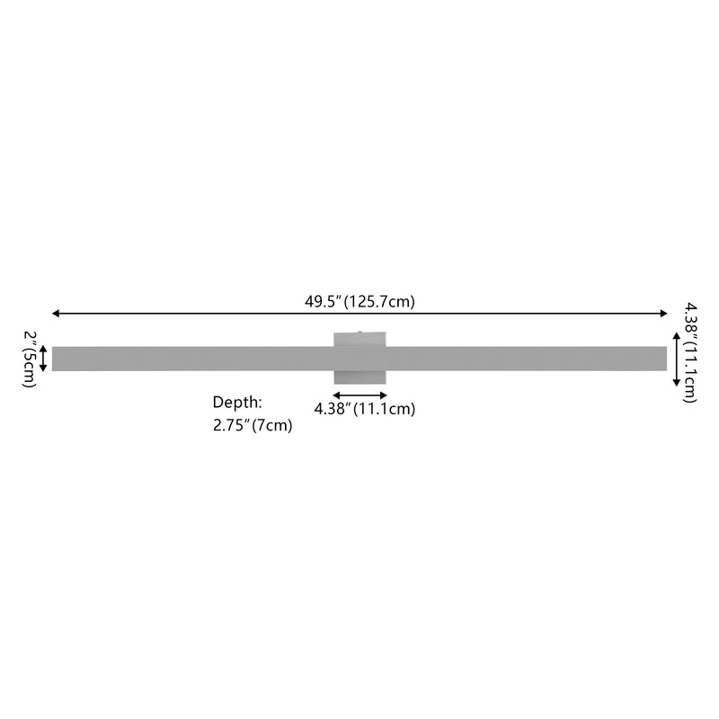 Vara 49.5" Modern Minimalist Indoor/Outdoor Metal 350-Degree Rotate Dimmable Integrated Linear LED Wall Sconce