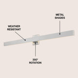 Vara 49.5" Modern Minimalist Indoor/Outdoor Metal 350-Degree Rotate Dimmable Integrated Linear LED Wall Sconce