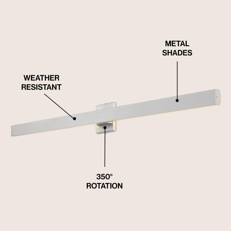 Vara 49.5" Modern Minimalist Indoor/Outdoor Metal 350-Degree Rotate Dimmable Integrated Linear LED Wall Sconce