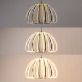 Gigi Modern Glam Metal Adjustable Dimmable Stripe Cage Integrated LED Pendant