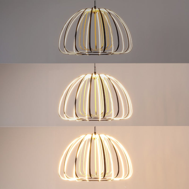 Gigi Modern Glam Metal Adjustable Dimmable Stripe Cage Integrated LED Pendant