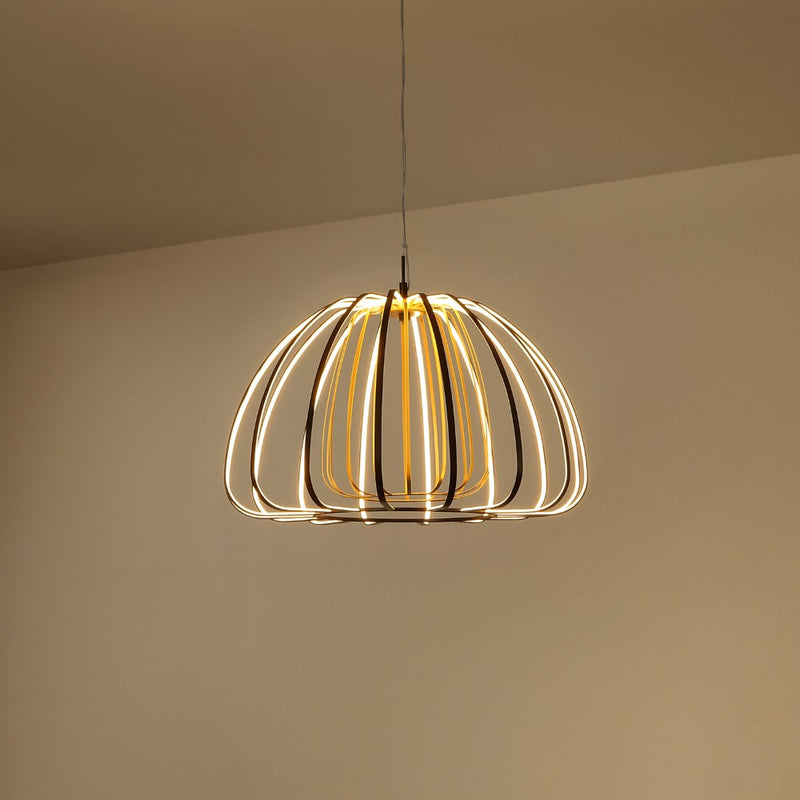 Gigi Modern Glam Metal Adjustable Dimmable Stripe Cage Integrated LED Pendant