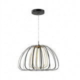 Gigi Modern Glam Metal Adjustable Dimmable Stripe Cage Integrated LED Pendant Black/Gold Painting / 23.5'' – OFF